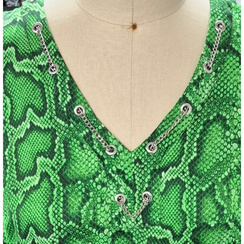Michael Kors V-Neck Python Print Green Tunic M Lo… - image 2
